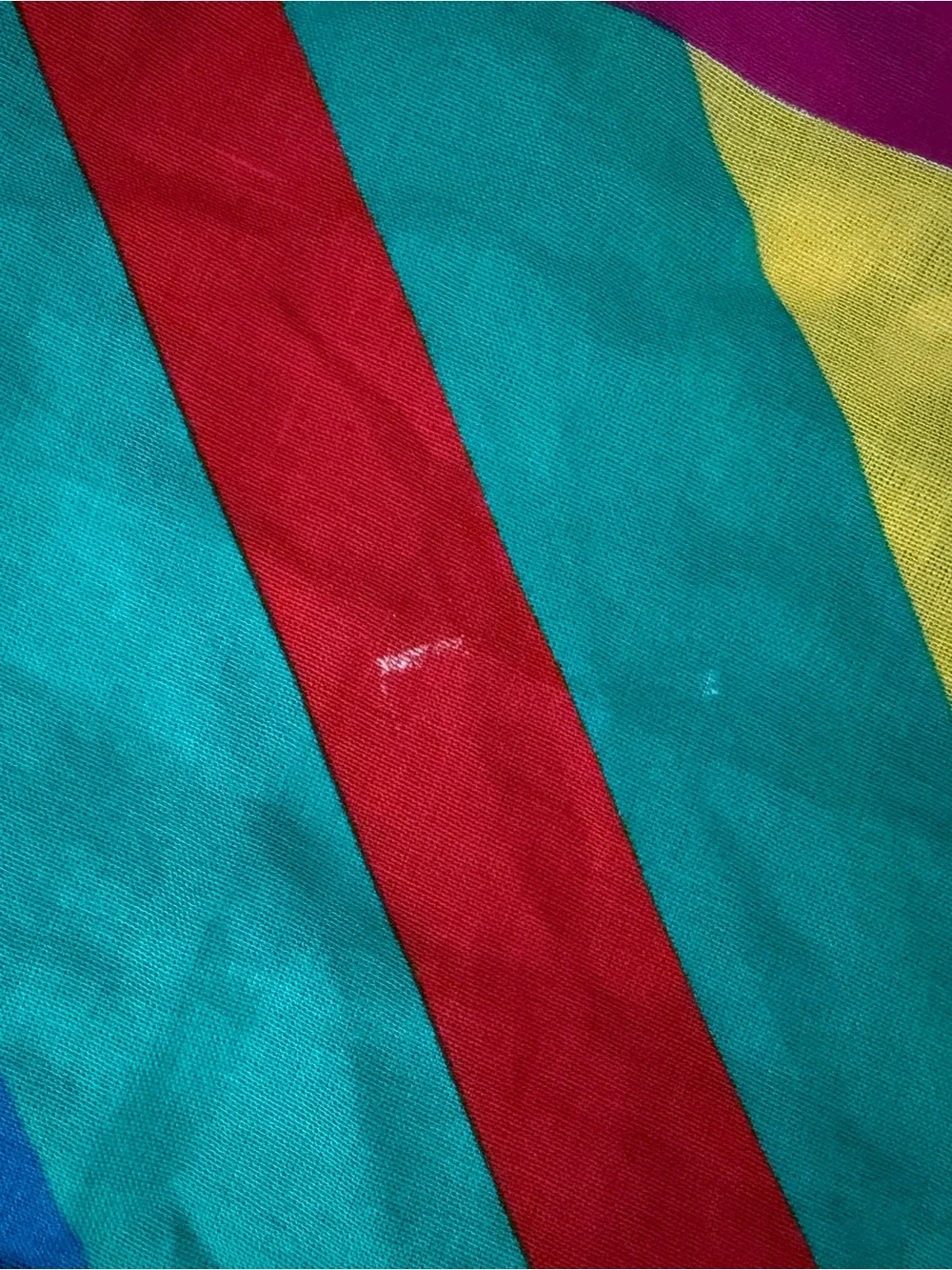 Vintage Teal Floral & Stripe Scarf with Magenta Trim